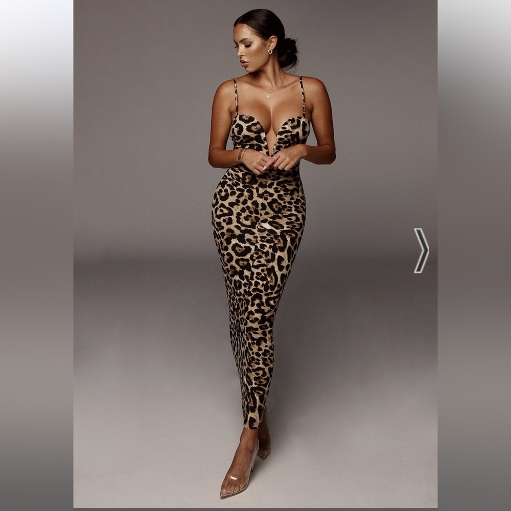 Jluxlabel Leopard Deep V Dress